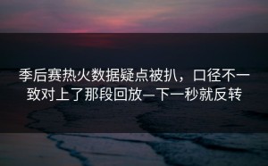 季后赛热火数据疑点被扒，口径不一致对上了那段回放—下一秒就反转